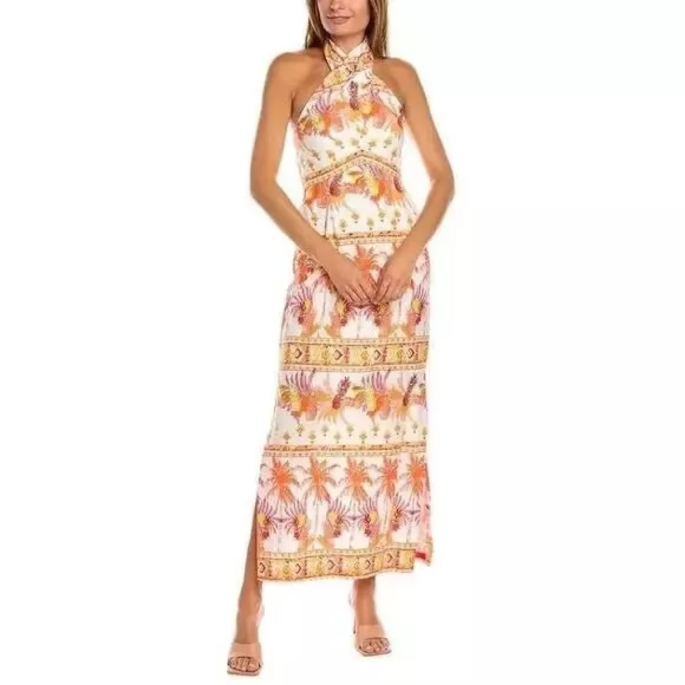 Taylor Cotton Printed Halter Dress - Picture 1 of 3